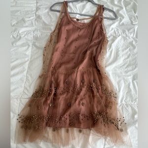 Free People Bronze Beaded Slip Dress
